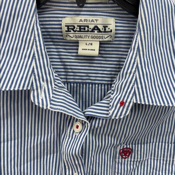 Ariat Real Quality Goods women’s long-sleeve striped button-up shirt size Large - Picture 2 of 3